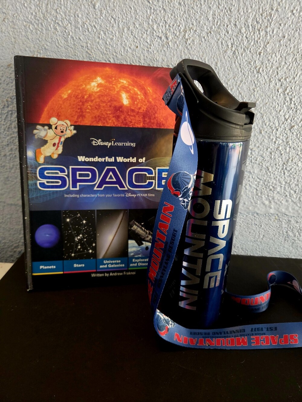 Disney Resort SPACE MOUNTAIN metal Tumbler and Wonderful World Of Space Book Set
